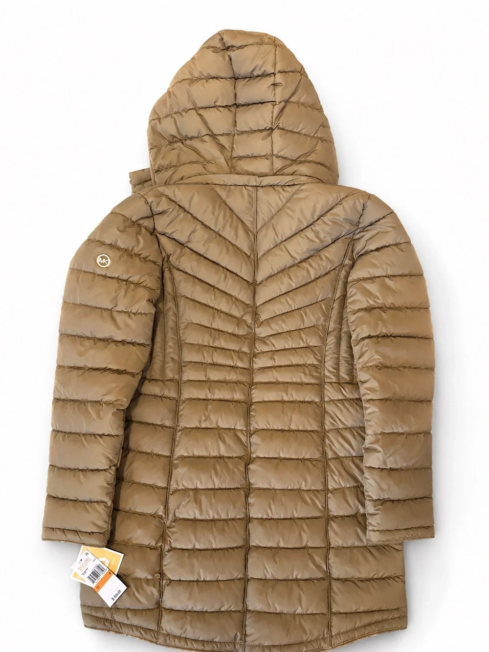 NWT Michael Kors Taupe Ultra lightweight Hooded Puffer Jacket SMALL